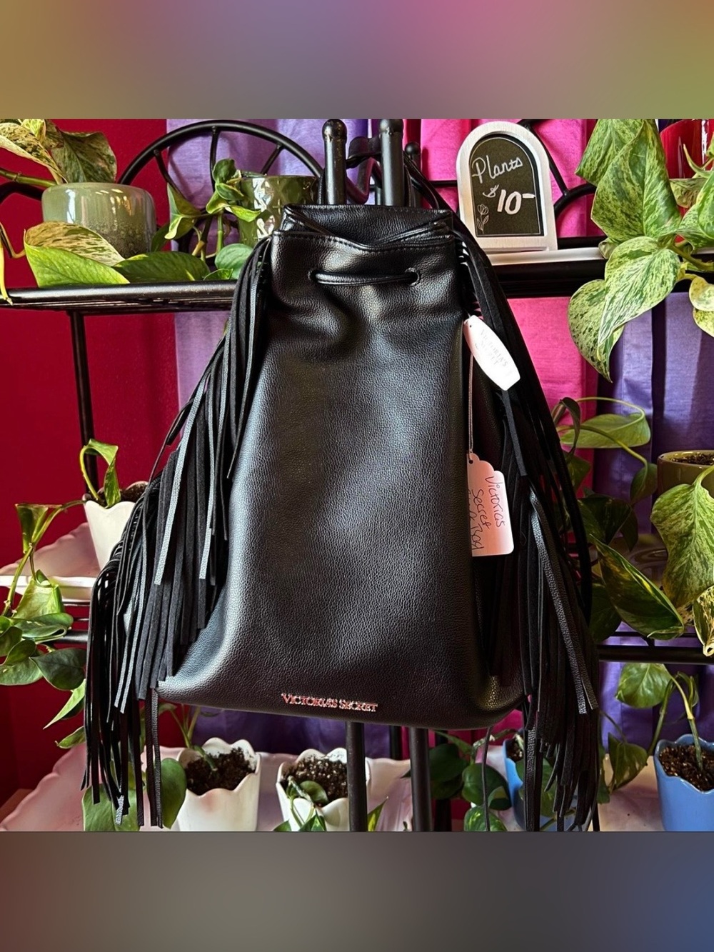 Victoria's Secret Black Fringe Backpack